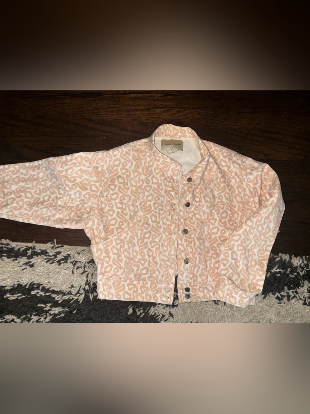 Pilcro and the Letterpress Peach and White Leopard Print Shirt Jacket